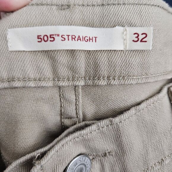 Levi's 505 Jeans Women’s 32 (33x30.5) Tan Mid-Rise Straight Leg EUC - Picture 2 of 11